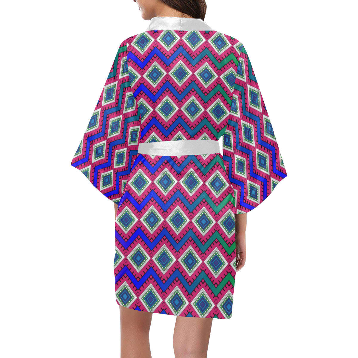 AfriBix Quad Print Short Kimono Robe