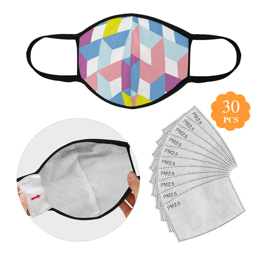 Diamond Graphic Cotton Fabric Face Mask with filter slot (30 Filters Included) - Non-medical use