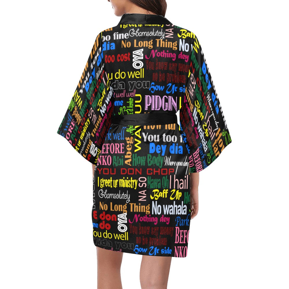 AfriBix Pidgin Print Kimono Robe Coverup