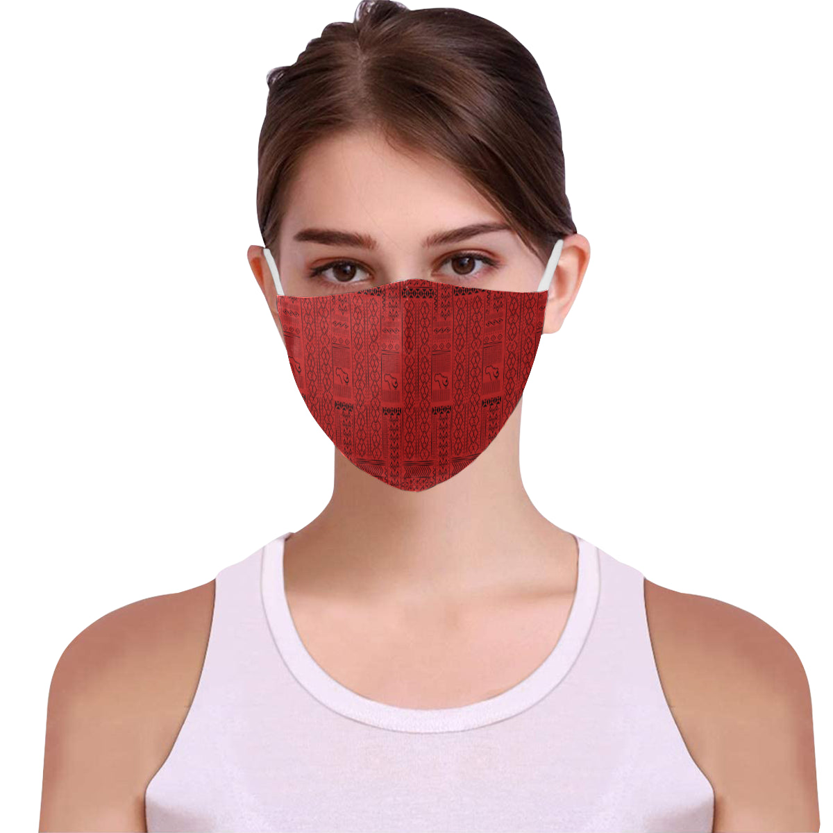 Tribal Print Cotton Fabric Face Mask with Filter Slot & Adjustable Strap (Pack of 5) - Non-medical use