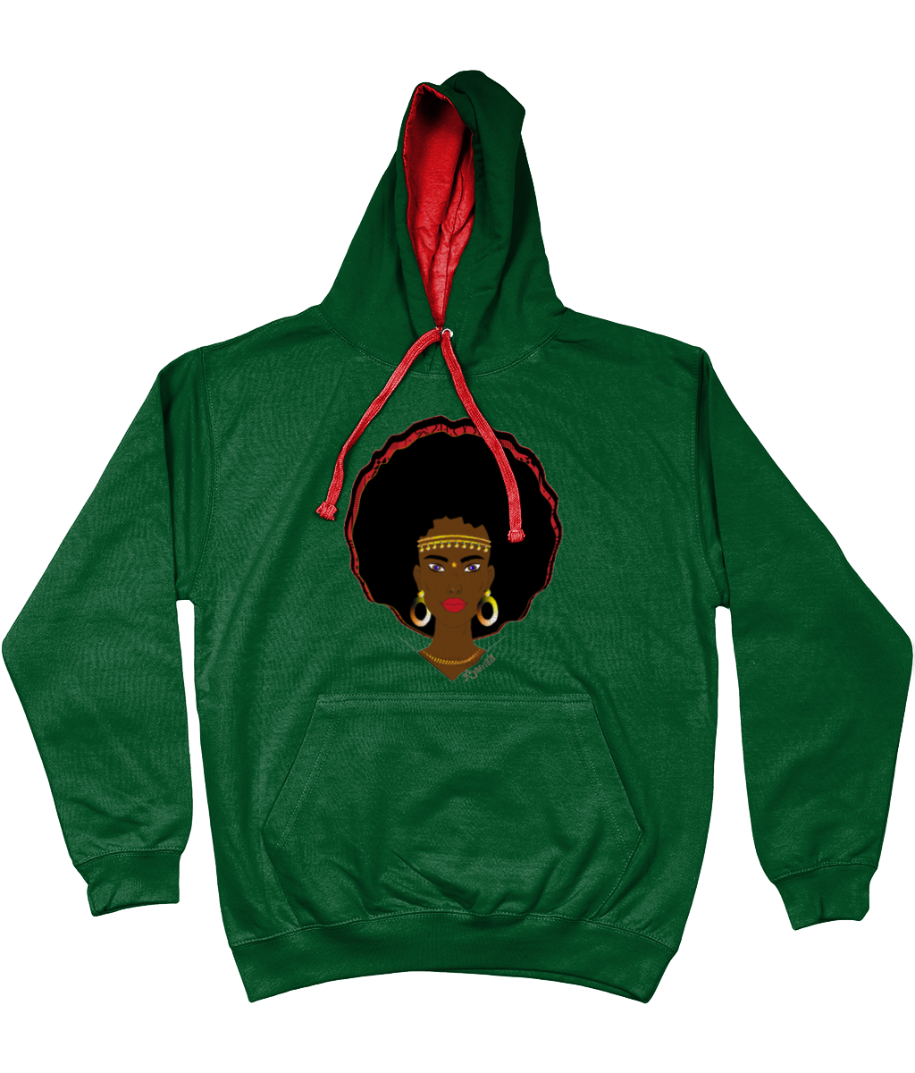 AfriBix Warrior Unisex Hoodie with a contrast hood and string