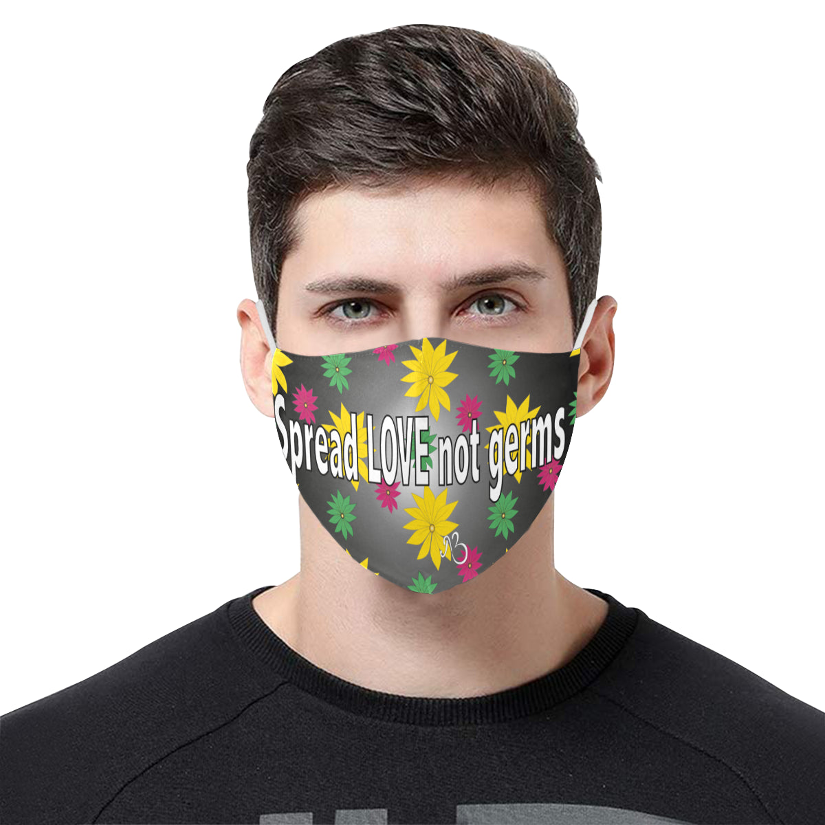 Spread Love not Germs Cotton Fabric Face Mask with Filter Slot & Adjustable Strap (Pack of 5) - Non-medical use