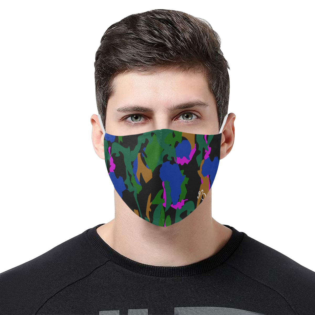 AfriBix Camo Print Cotton Fabric Face Mask with Filter Slot & Adjustable Strap - Non-medical use (2 Filters Included)