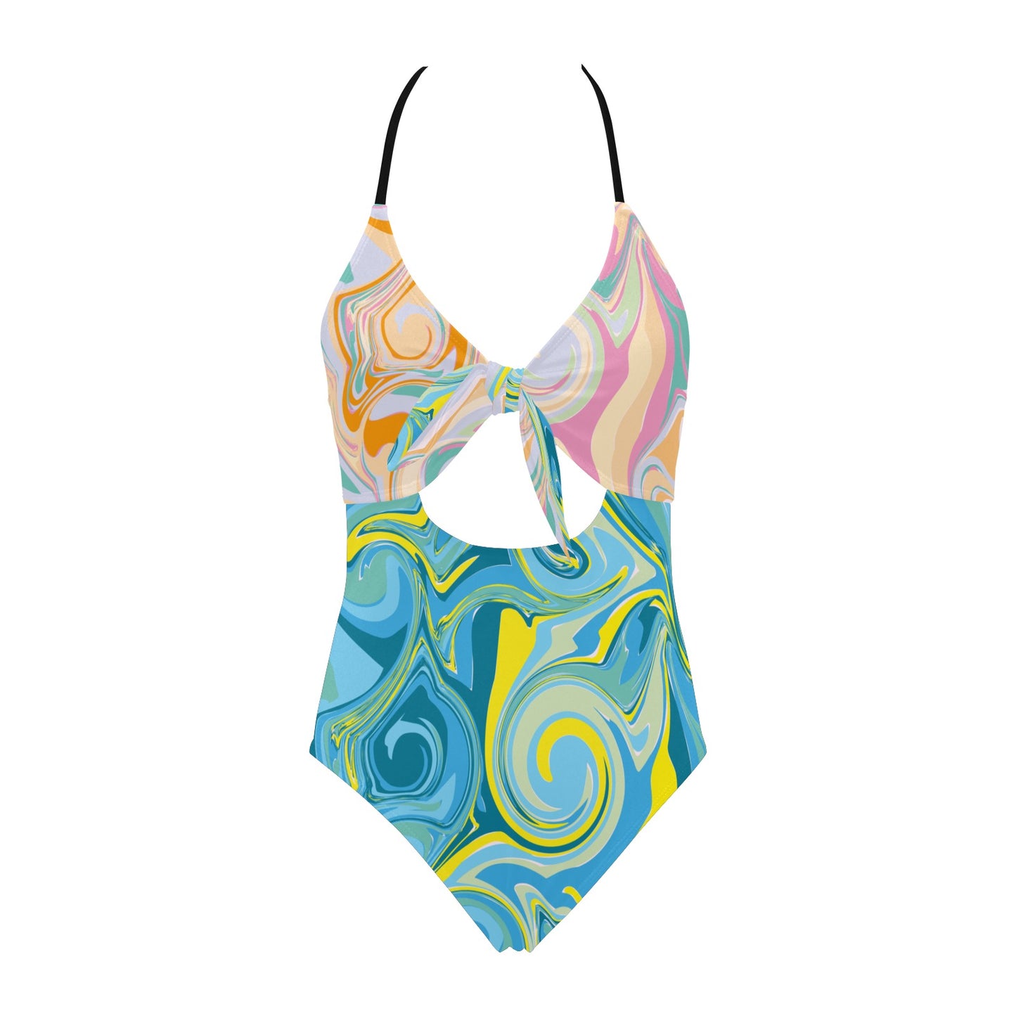 Bubblegum Backless Bow Hollow Out Swimsuit