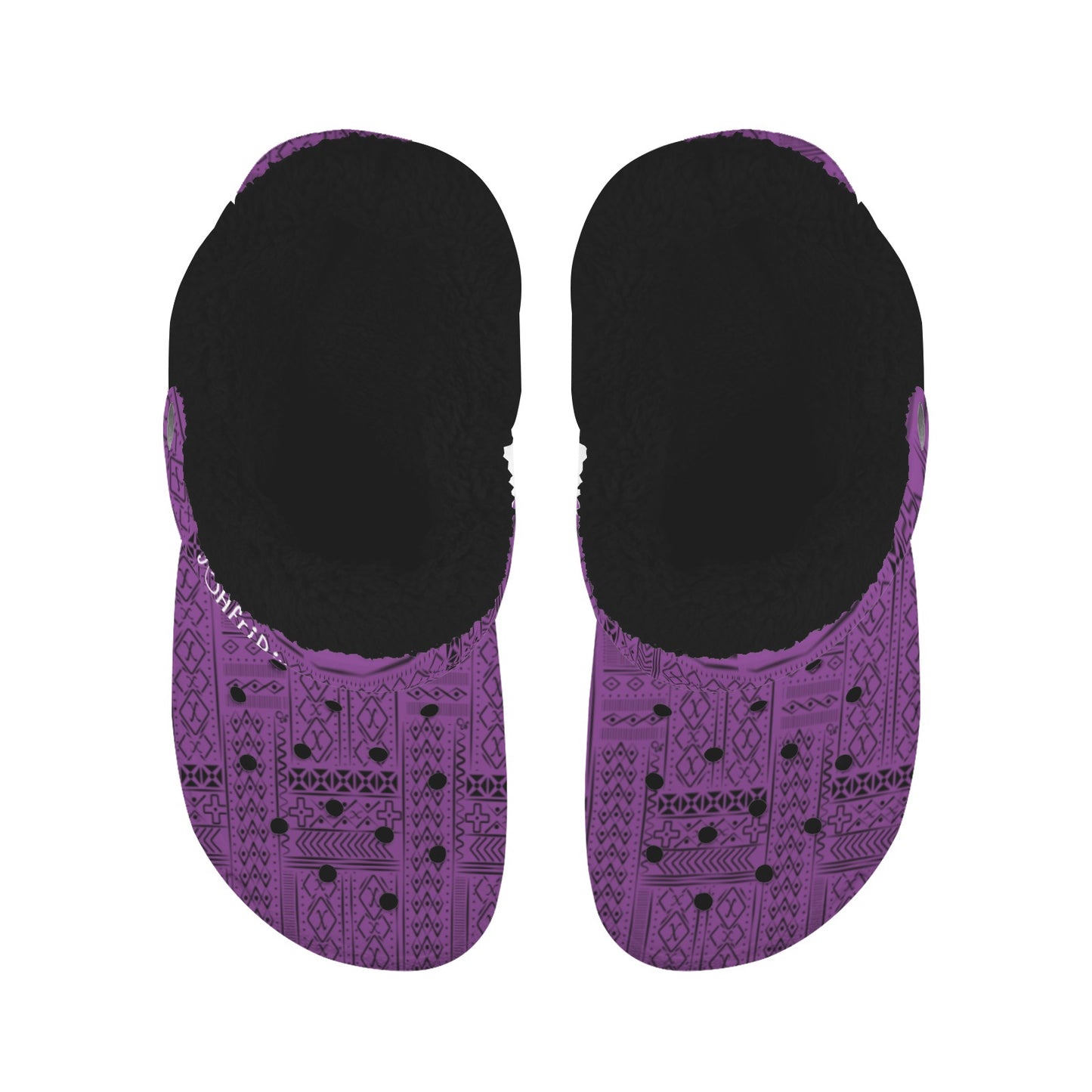 AfriBix Purple Tribal Print Fleece Lined Clogs Warm Slippers