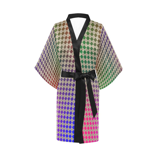 Ankara Box Print Short Kimono Robe Coverup