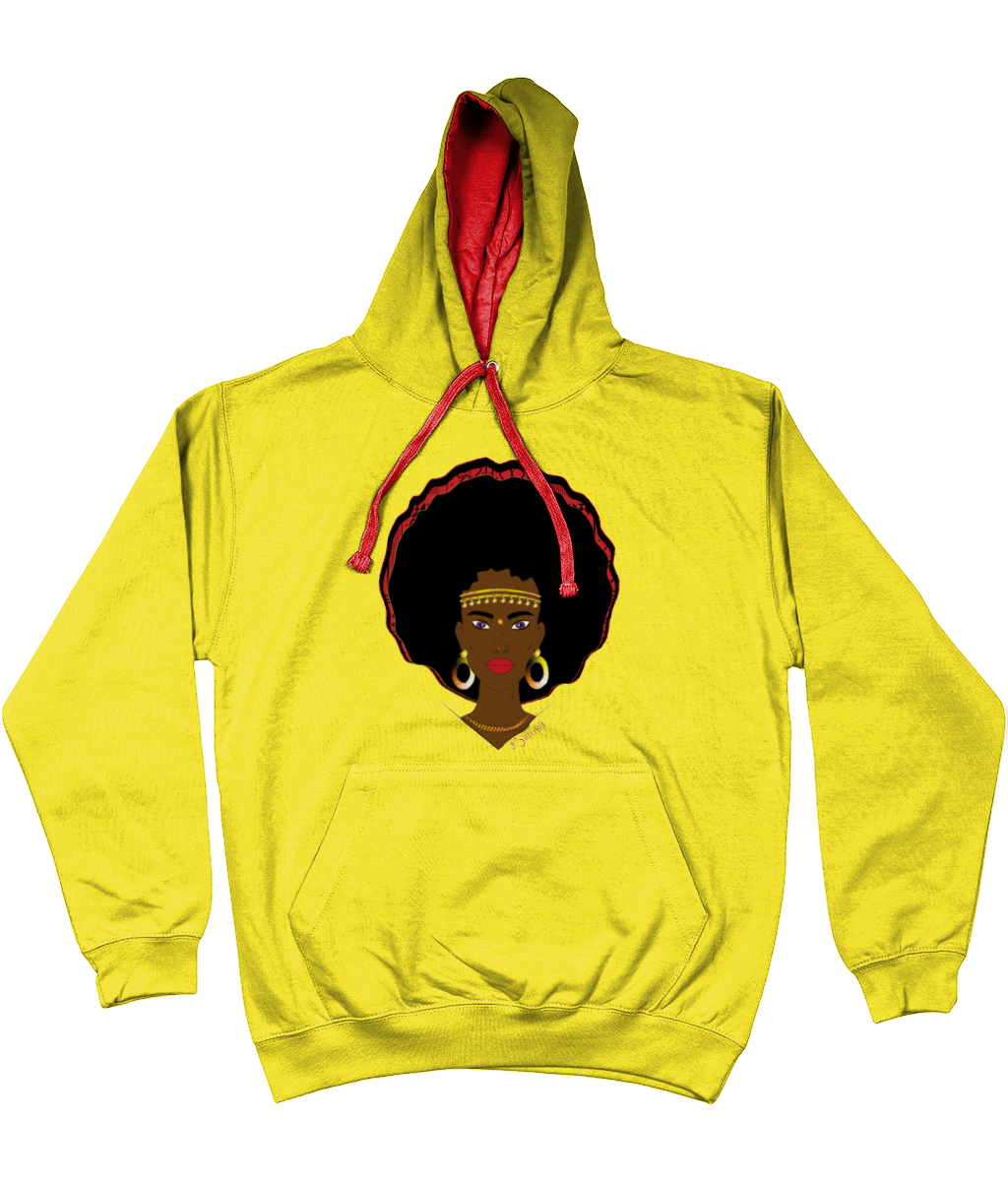 AfriBix Warrior Unisex Hoodie with a contrast hood and string