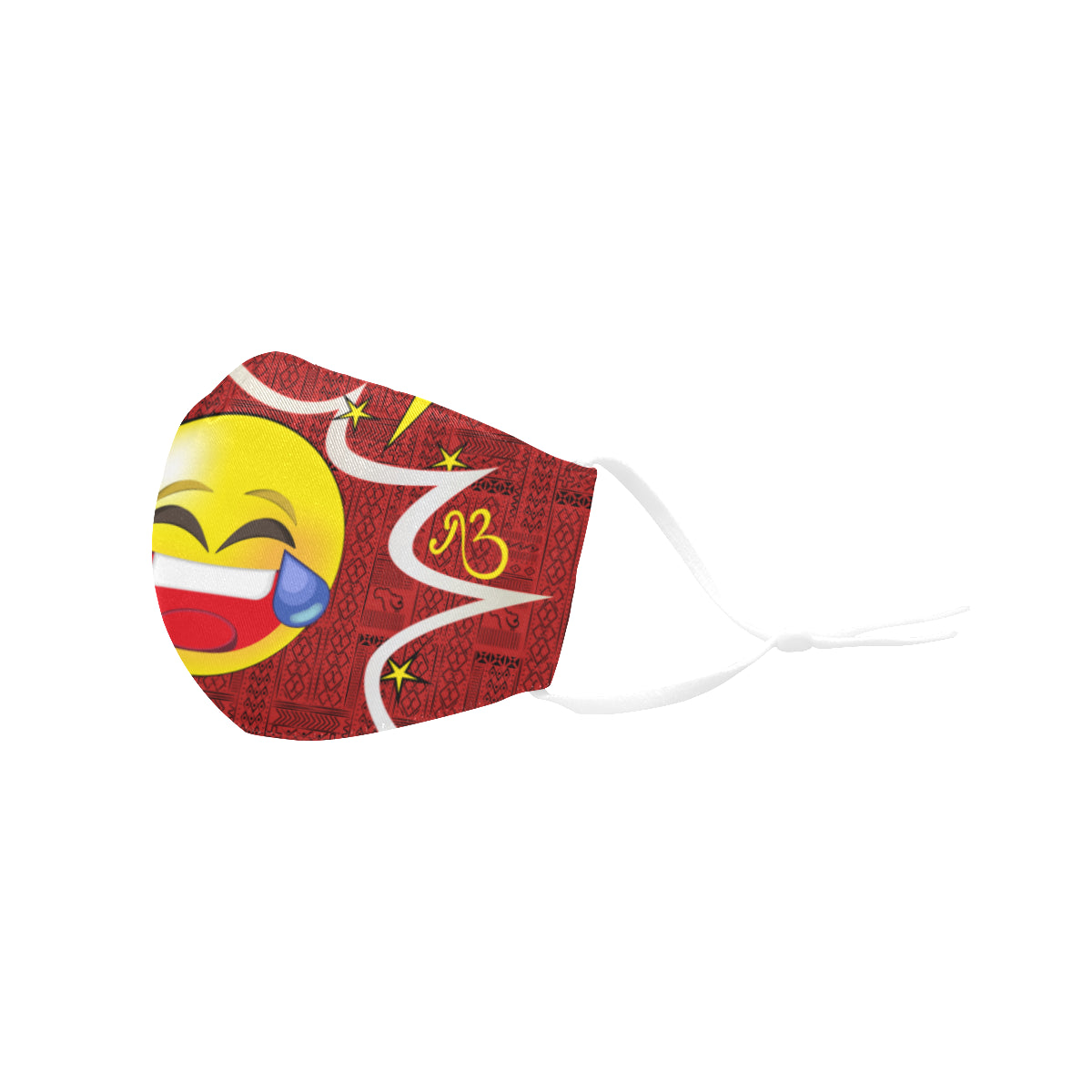 LOL Tribal Print Comic Emoji Cotton Fabric Face Mask with Filter Slot and Adjustable Strap - Non-medical use (2 Filters Included)
