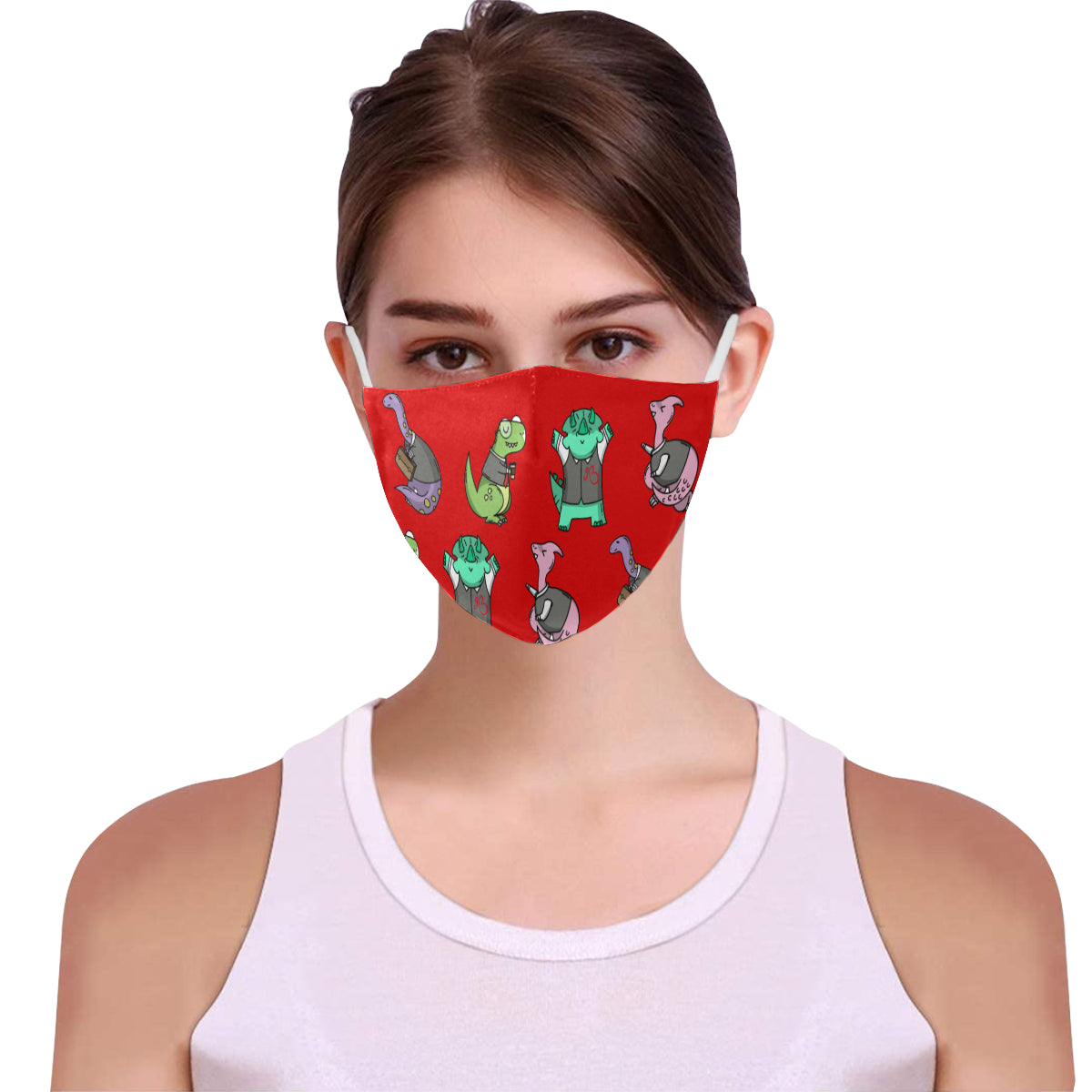Dino's at Work Cotton Fabric Face Mask with Filter Slot & Adjustable Strap - Non-medical use (2 Filters Included)