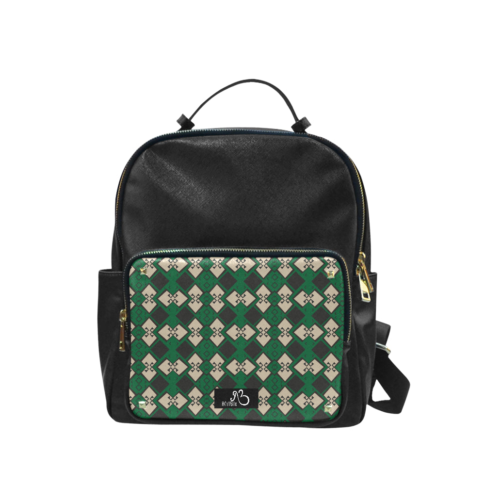 Aztek Print Leather Backpack