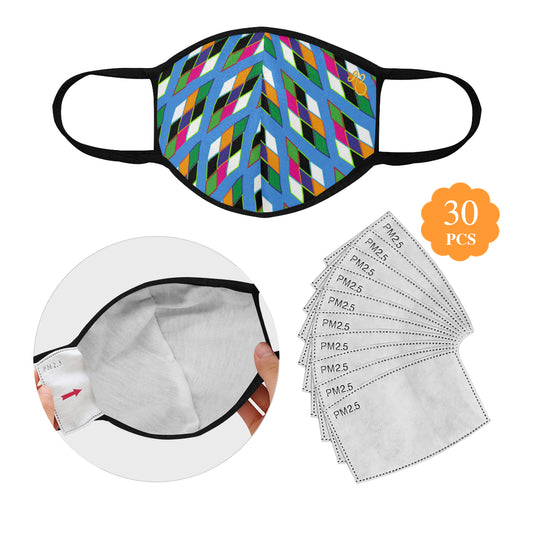 Pyramid Print Cotton Fabric Face Mask with filter slot (30 Filters Included) - Non-medical use