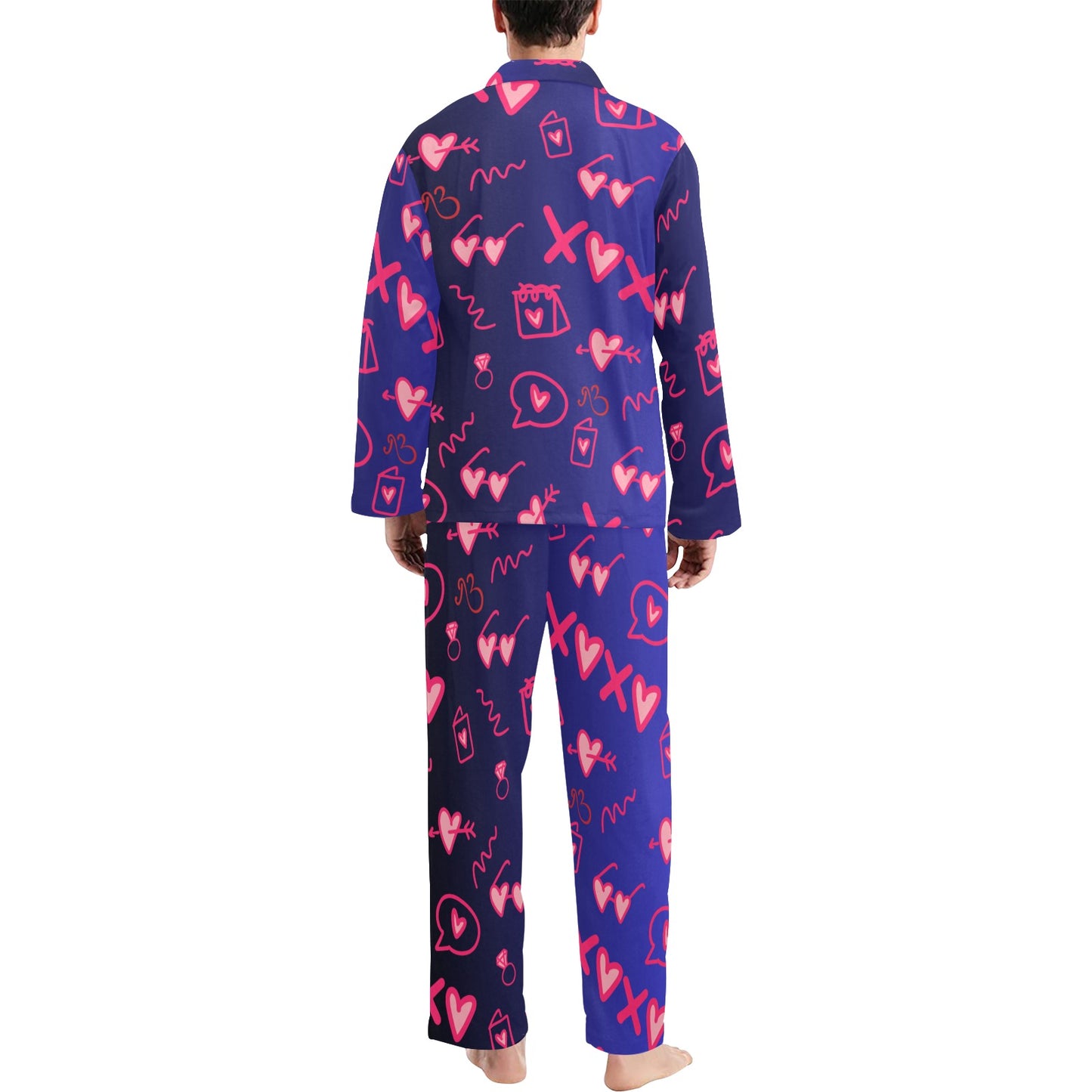 Love Heart XOXO Men's Long Sleeve Pyjamas Set