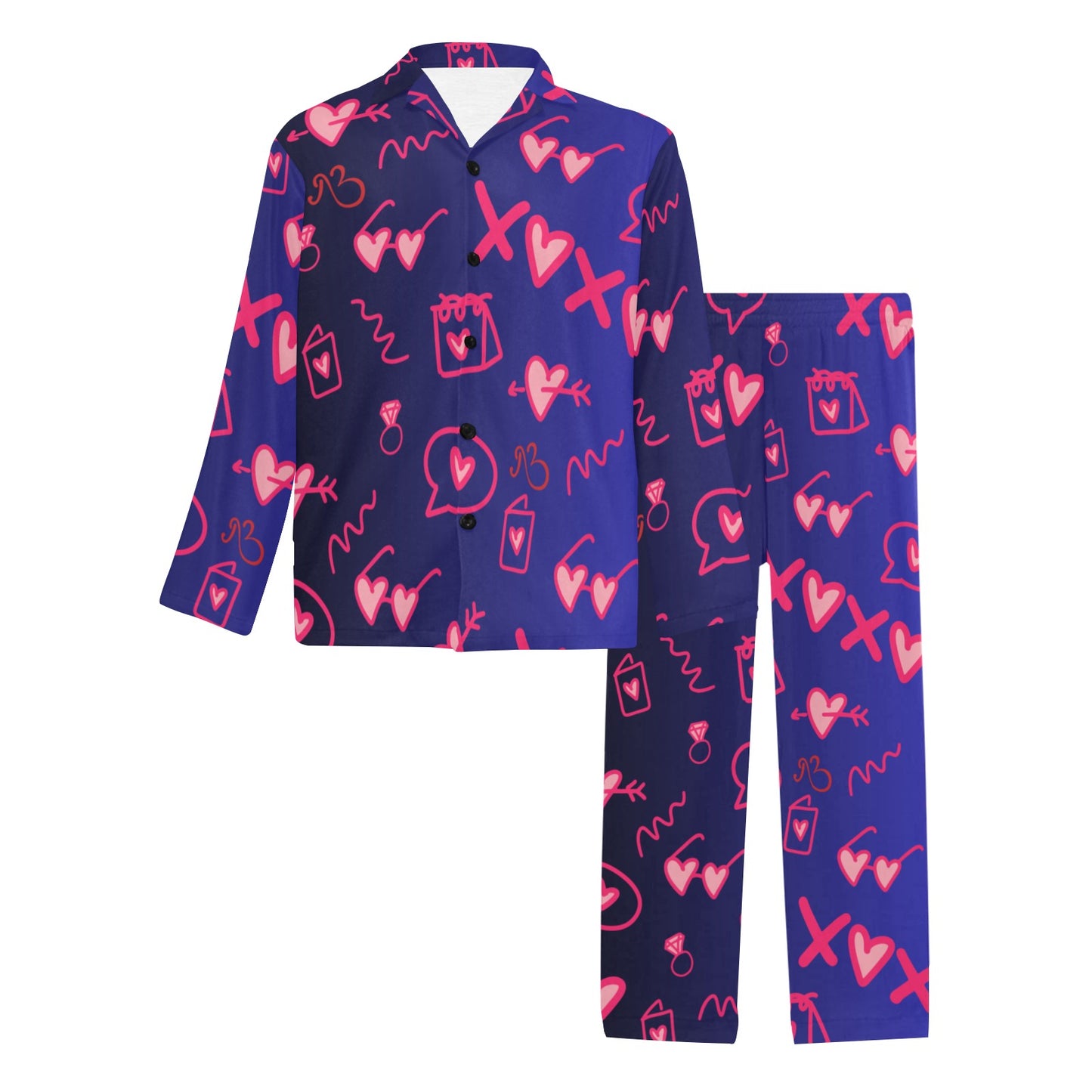 Love Heart XOXO Men's Long Sleeve Pyjamas Set