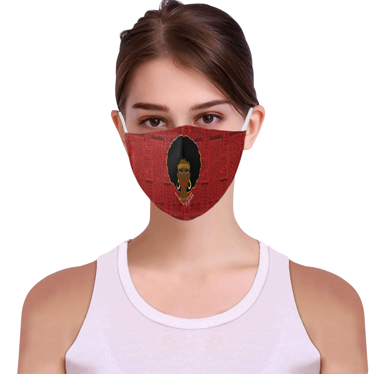 AfriBix Warrior Queen Cotton Fabric Face Mask with Filter Slot & Adjustable Strap (Pack of 5) - Non-medical use