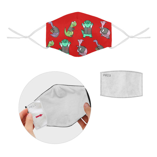 Dino's at Work Cotton Fabric Face Mask with Filter Slot & Adjustable Strap - Non-medical use (2 Filters Included)
