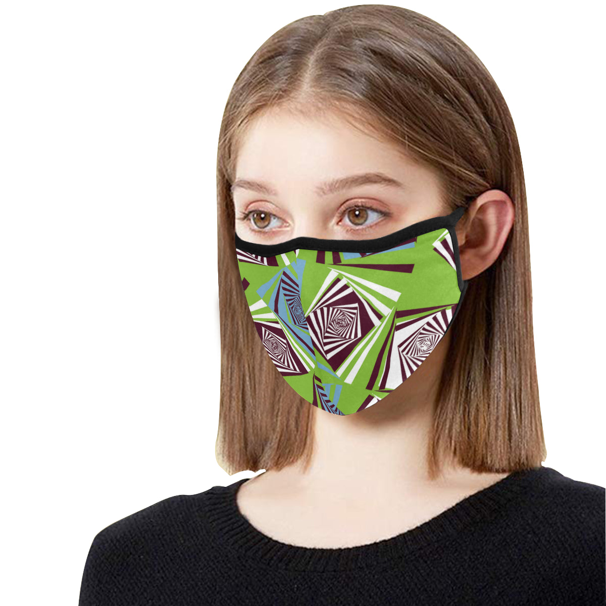 Swirl Leopard Stripes Cotton Fabric Face Mask with filter slot (30 Filters Included) - Non-medical use