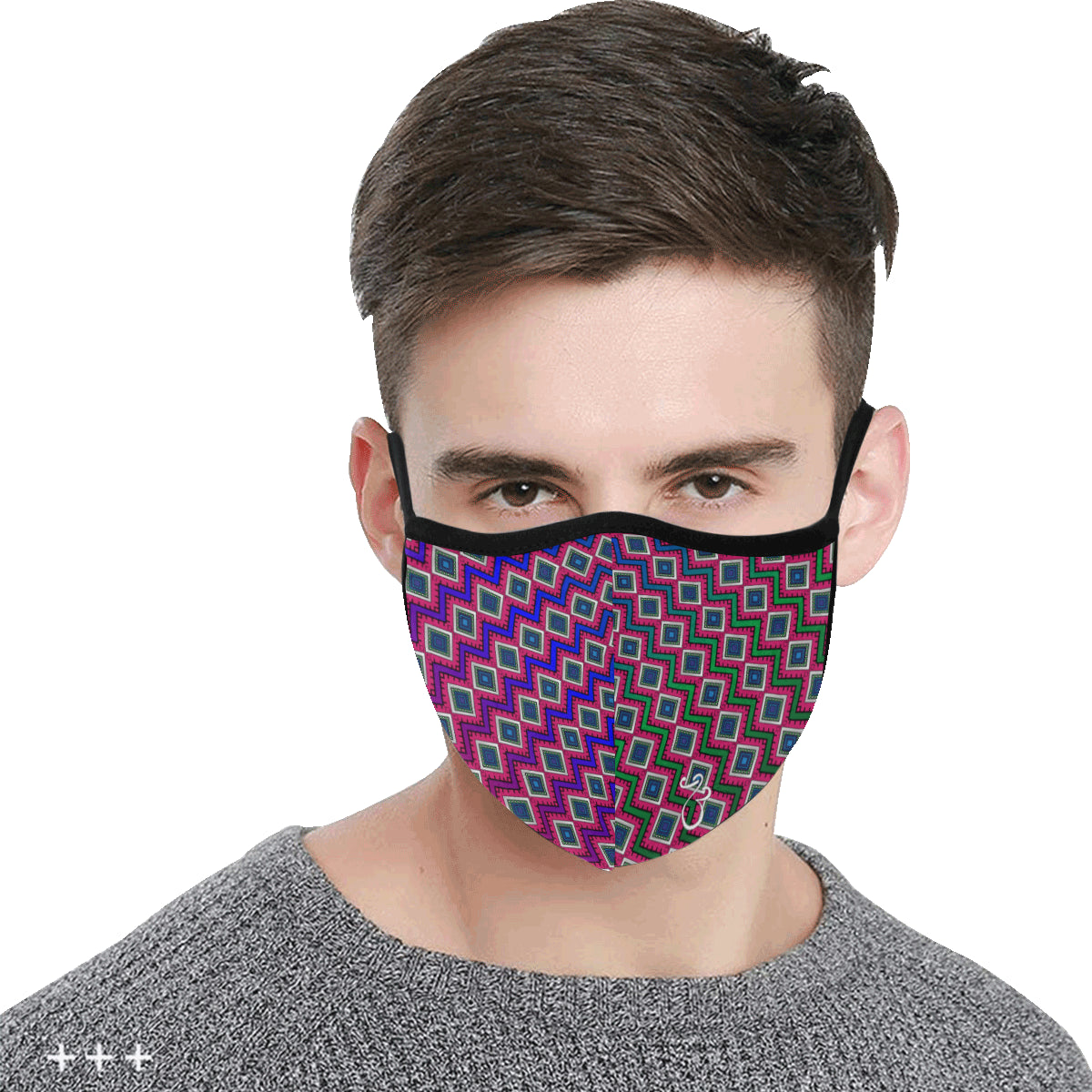 Quadrangle Print Cotton Fabric Face Mask with filter slot (30 Filters Included) - Non-medical use