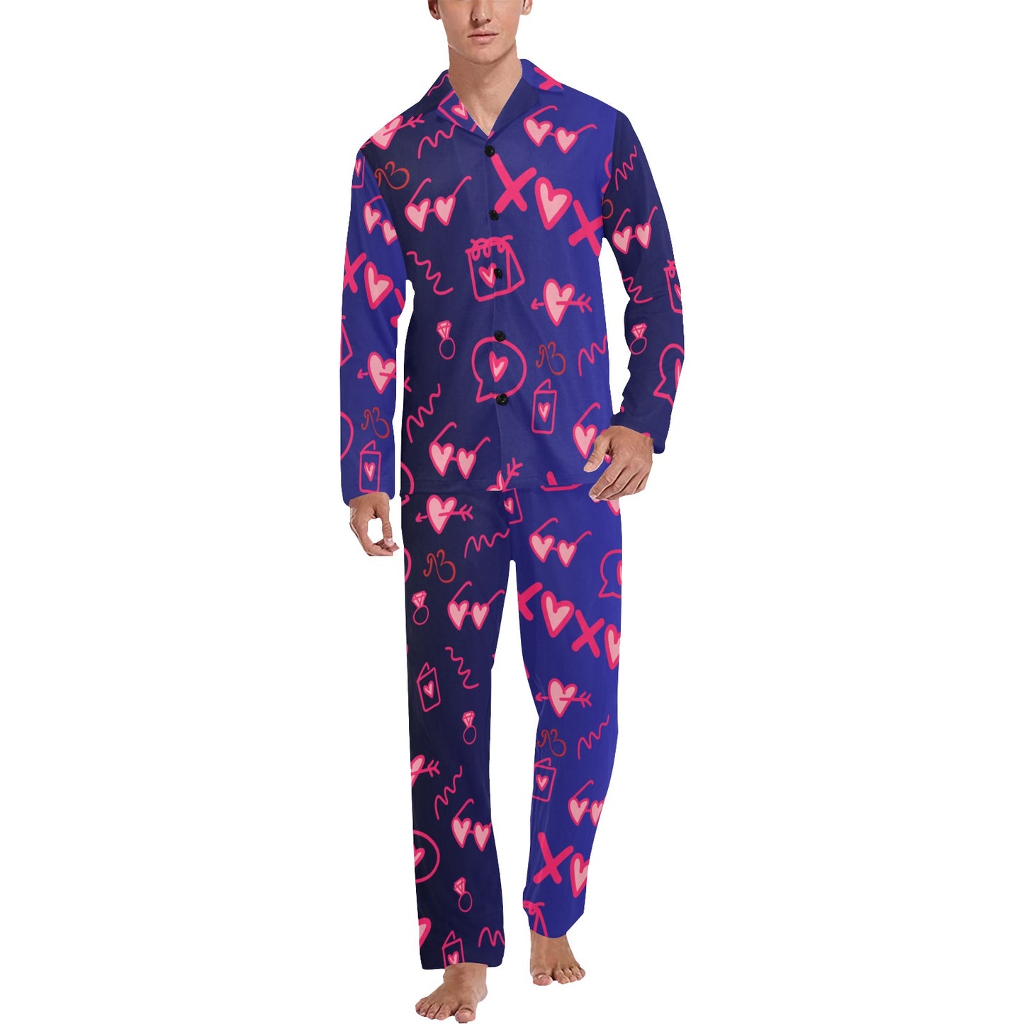 Love Heart XOXO Men's Long Sleeve Pyjamas Set