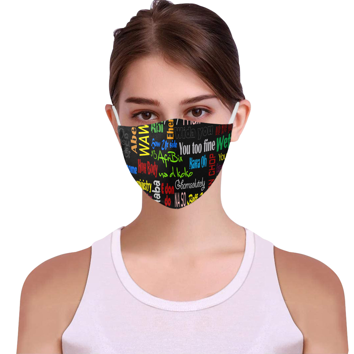 AfriBix Pidgin Print Cotton Fabric Face Mask with Filter Slot & Adjustable Strap - Non-medical use (Pack of 5)