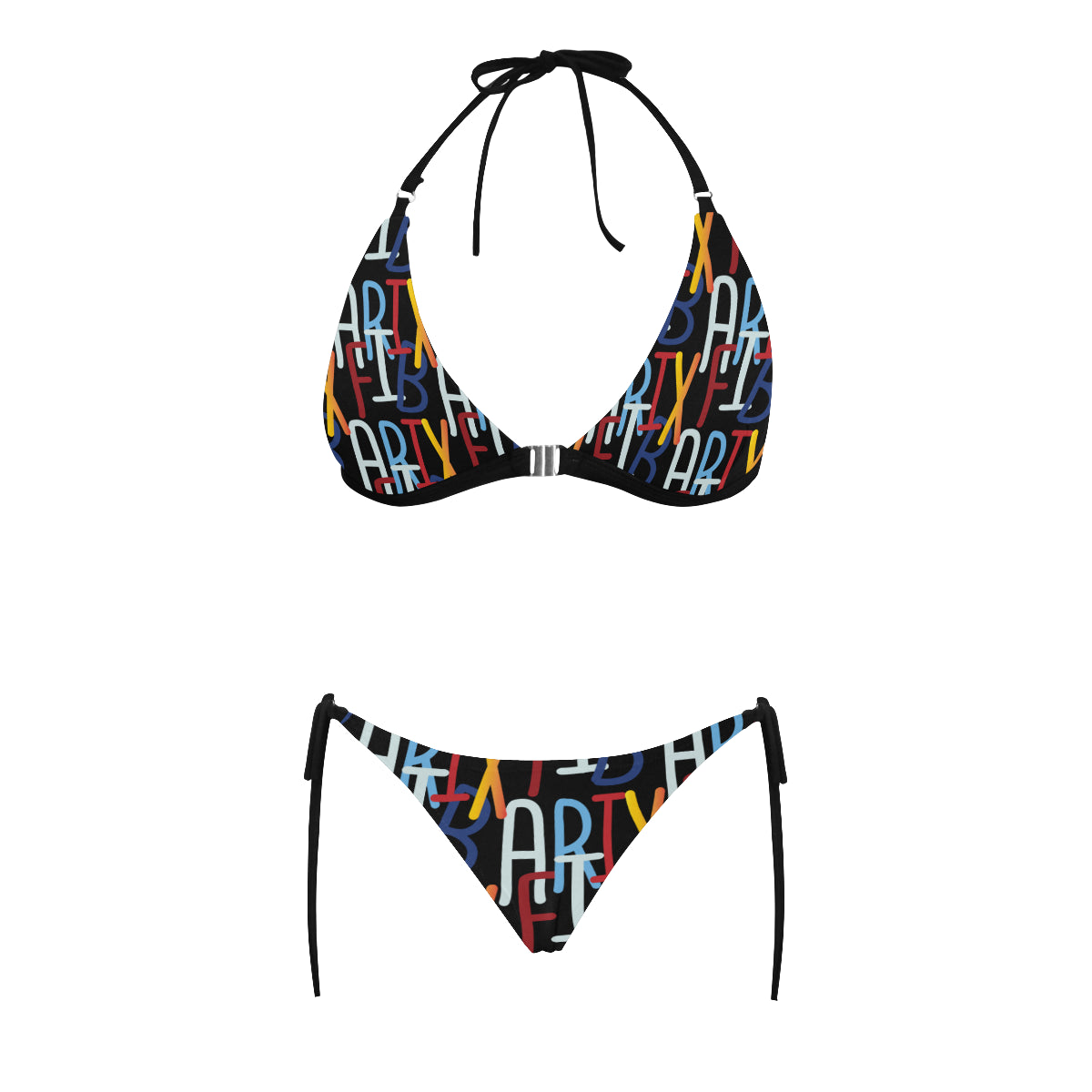 AfriBix Collage Sexy Halter Bikini Swimsuit (Front Buckle)