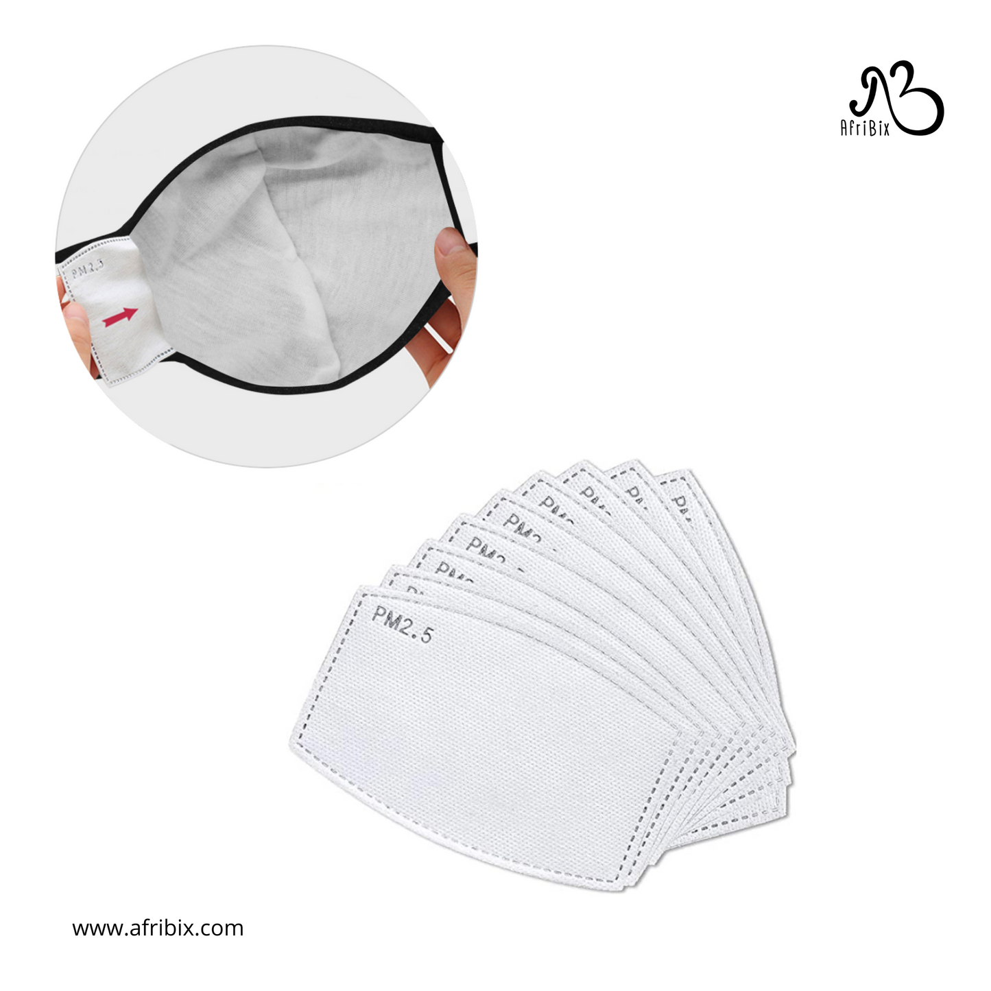 Pack of 10 Replaceable PM2.5 Activated Carbon Filters for Cloth Face Masks - Non-medical use only