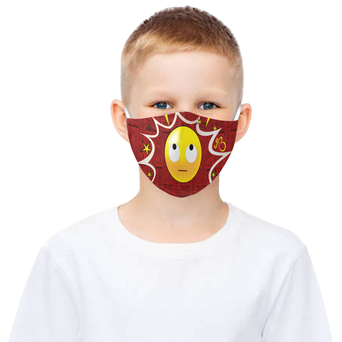 Yeah right! Tribal Print Comic Emoji Cotton Fabric Face Mask with Filter Slot and Adjustable Strap - Non-medical use (2 Filters Included)