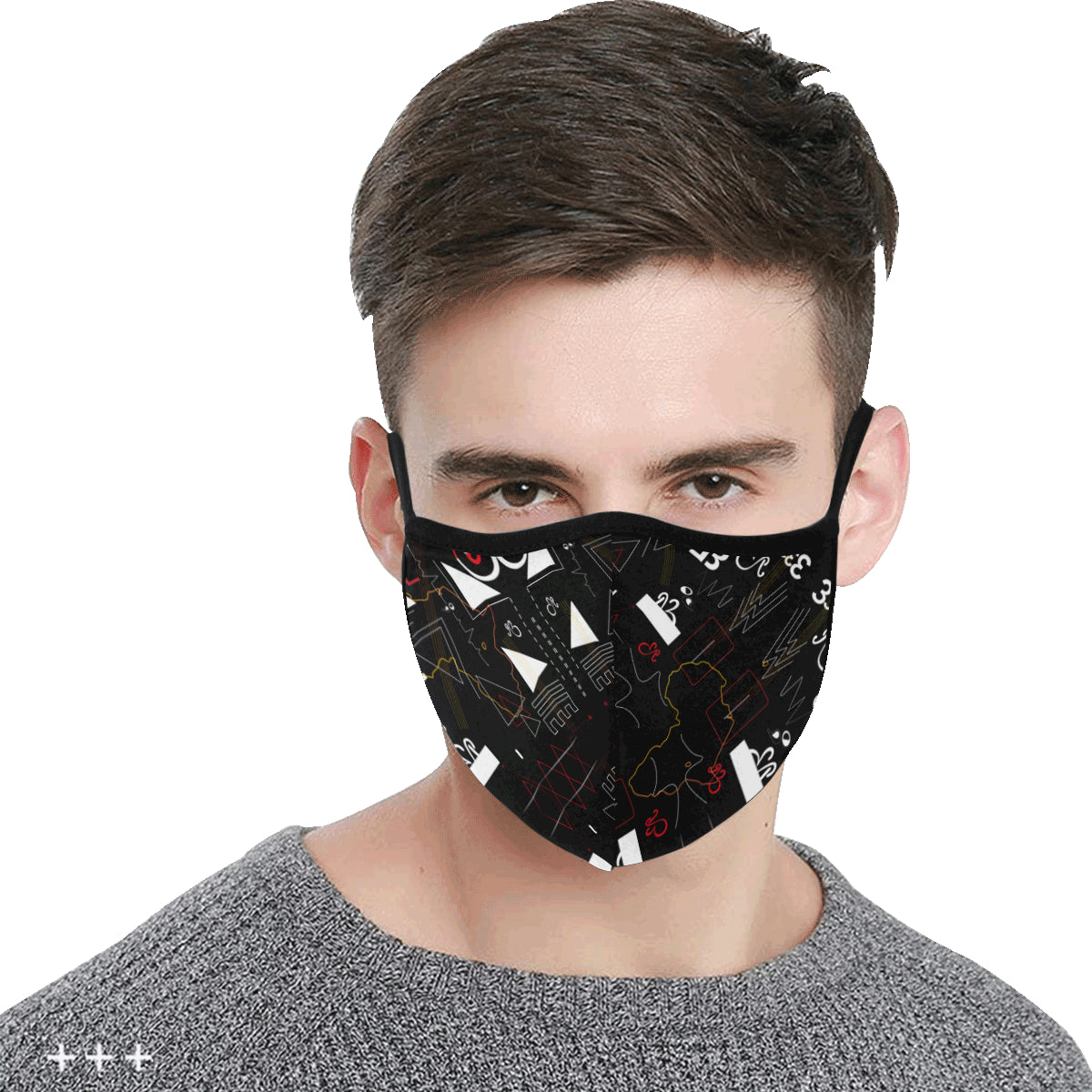 Linear Print Cotton Fabric Face Mask with filter slot (30 Filters Included) - Non-medical use