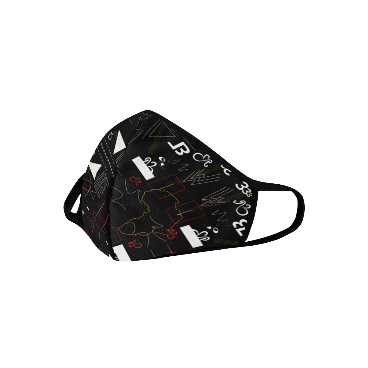 Linear Print Cotton Fabric Face Mask with filter slot (30 Filters Included) - Non-medical use