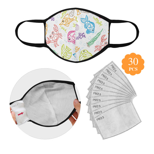 Aquarium Print Cotton Fabric Face Mask with filter slot (30 Filters Included) - Non-medical use