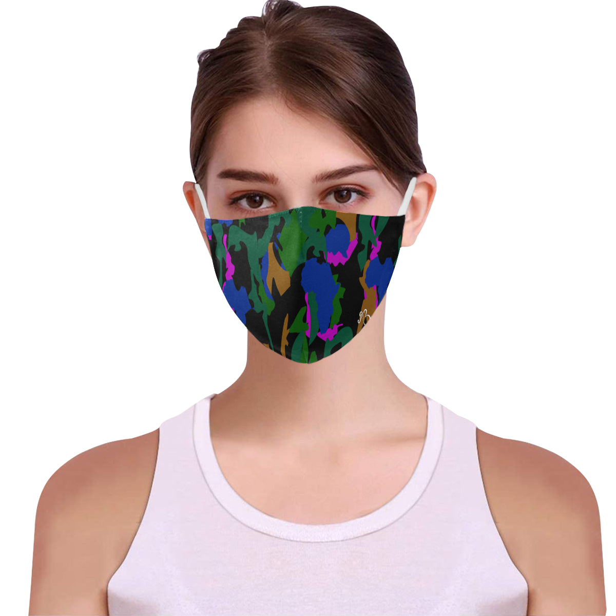 AfriBix Camo Print Cotton Fabric Face Mask with Filter Slot & Adjustable Strap - Non-medical use (2 Filters Included)