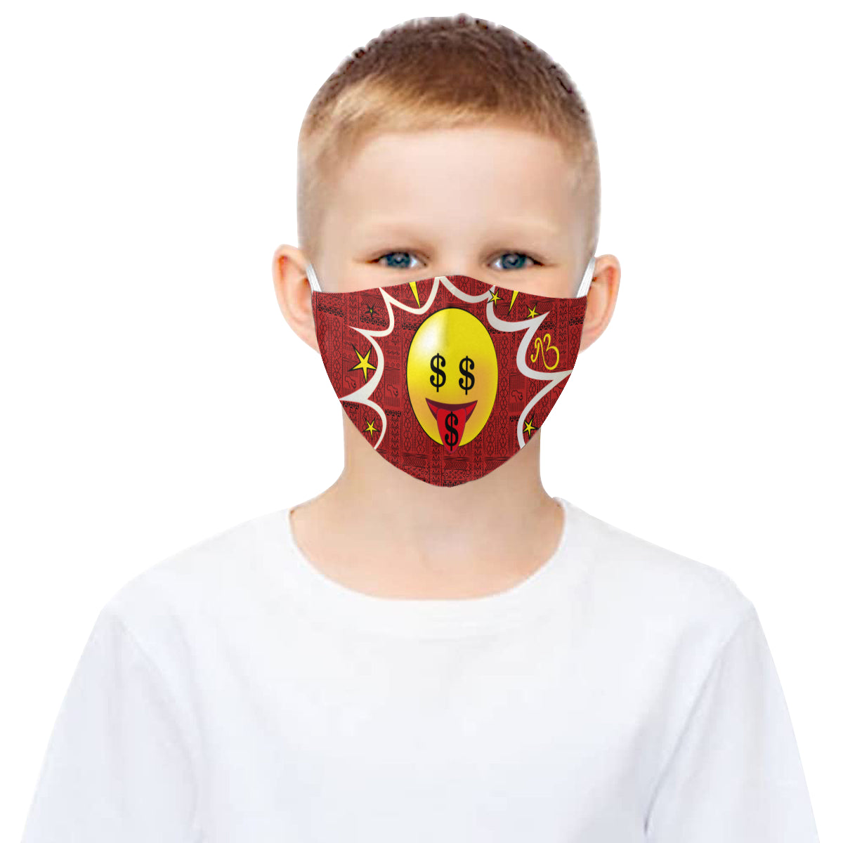 Like a Bawse! Tribal Print Comic Emoji Cotton Fabric Face Mask with Filter Slot and Adjustable Strap - Non-medical use (2 Filters Included)