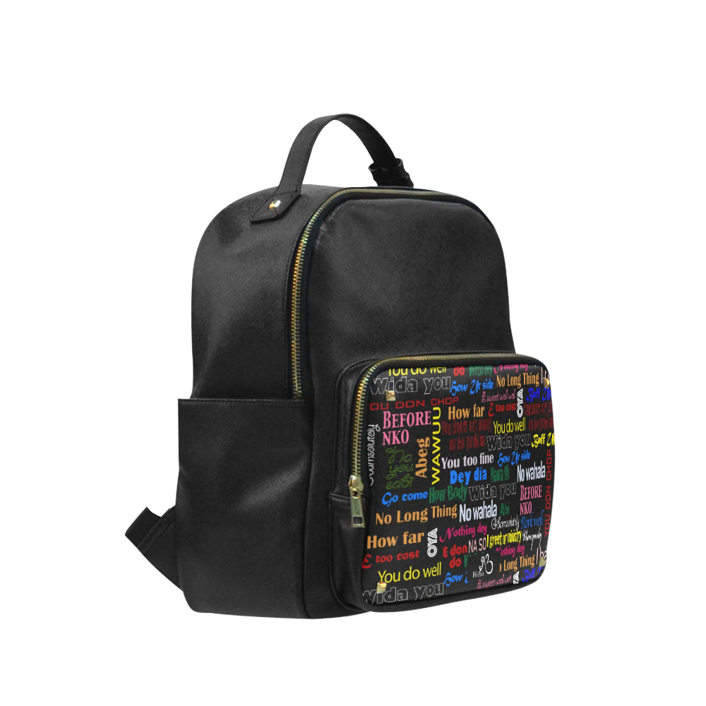 AfriBix Pidgin Print Leather Backpack