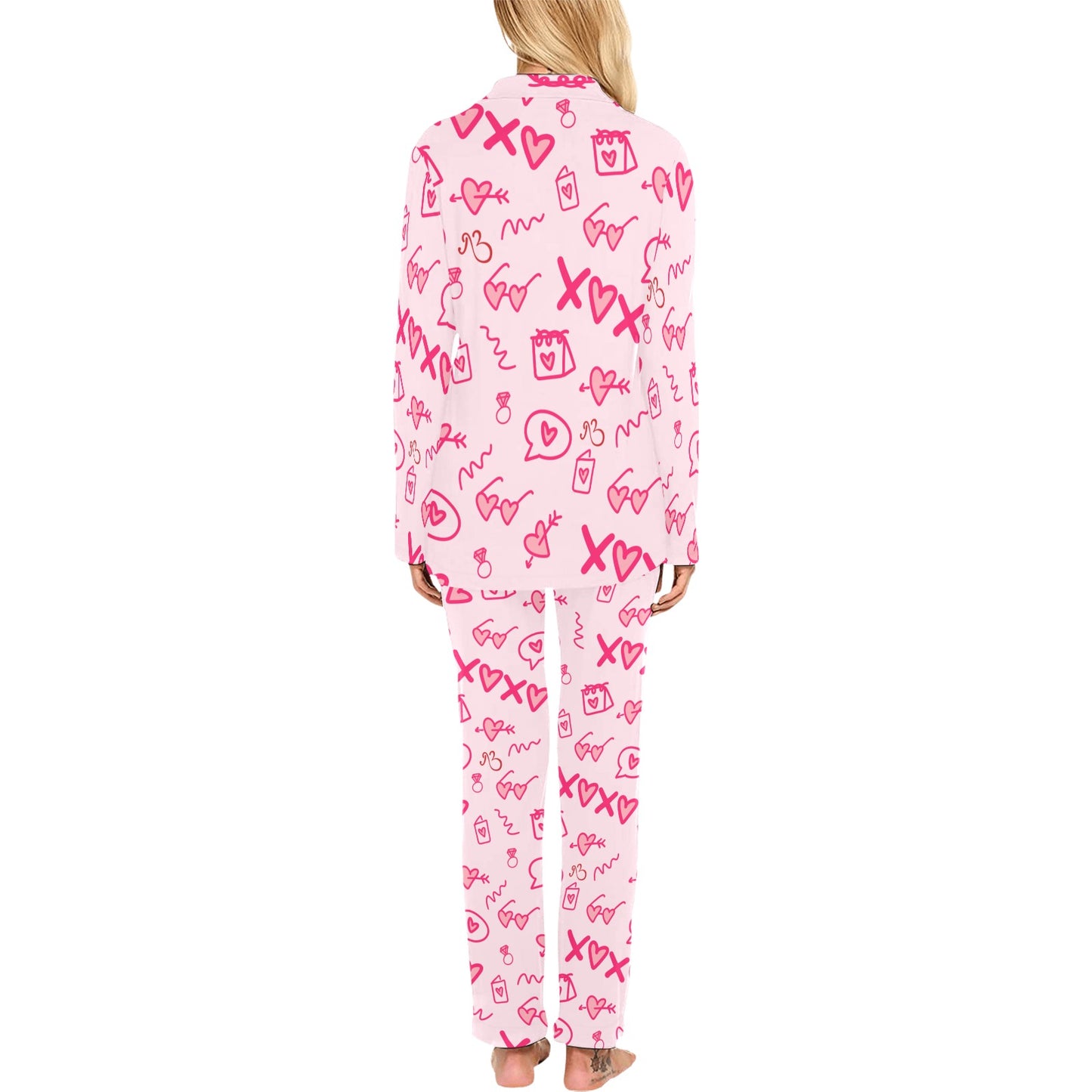 Love Heart XOXO Women's Long Pyjama Set