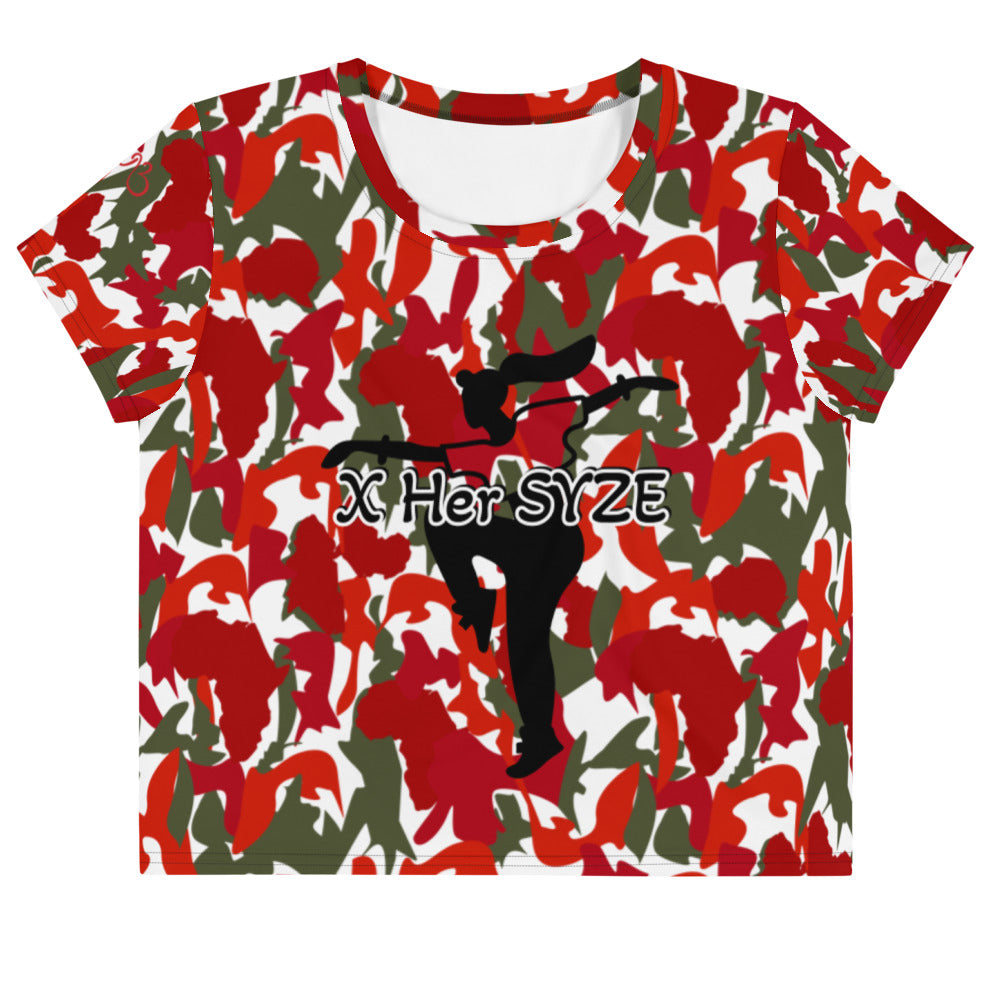 Camouflage Crop Top Tee - AfriBix White Red Camo