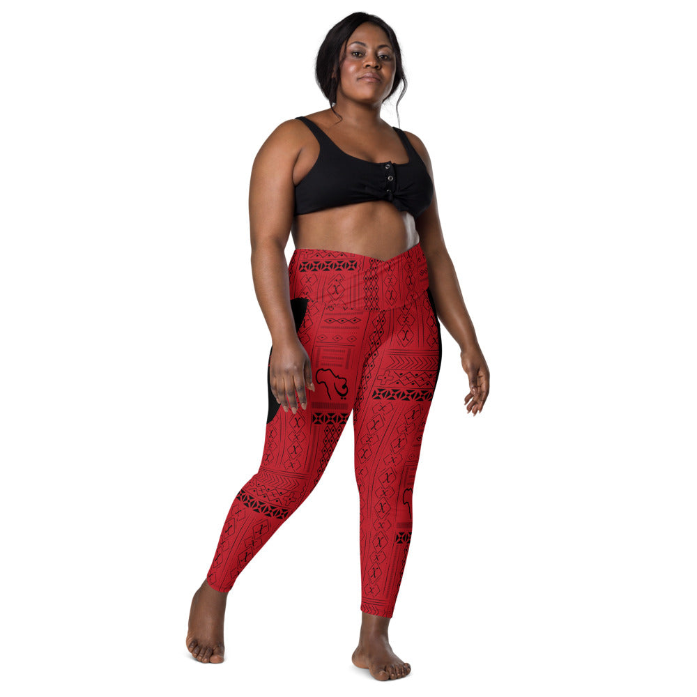 AfriBix Tribal Print Crossover leggings with pockets
