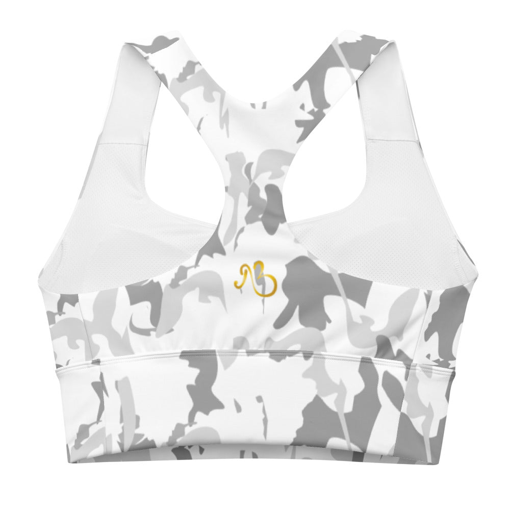 AfriBix Camouflage Longline sports bra - White