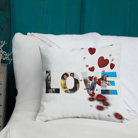 Love Personalised Premium Throw Pillow - hearts