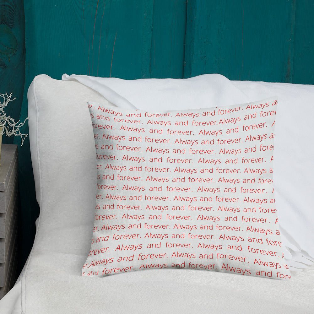 Always and Forever Personalised Premium Throw Pillow - red text