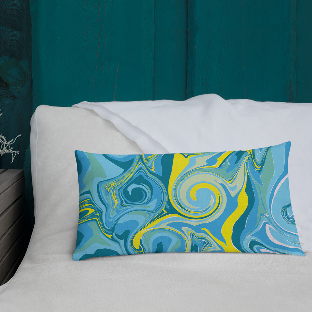 Sea Marble Print Premium Throw Pillow
