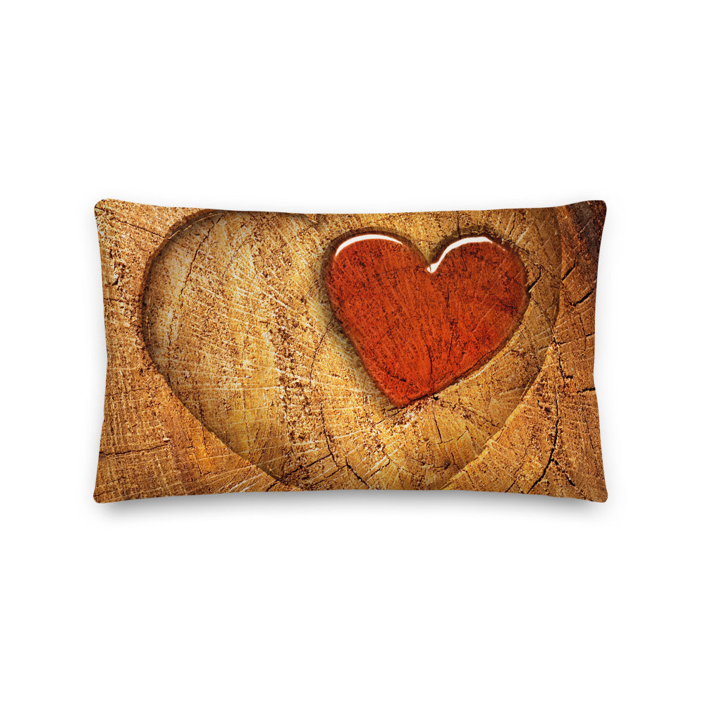 Love Personalised Premium Throw Pillow - Wood grain