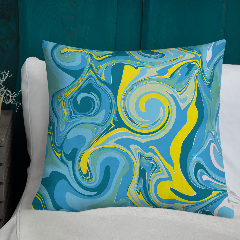 Sea Marble Print Premium Throw Pillow