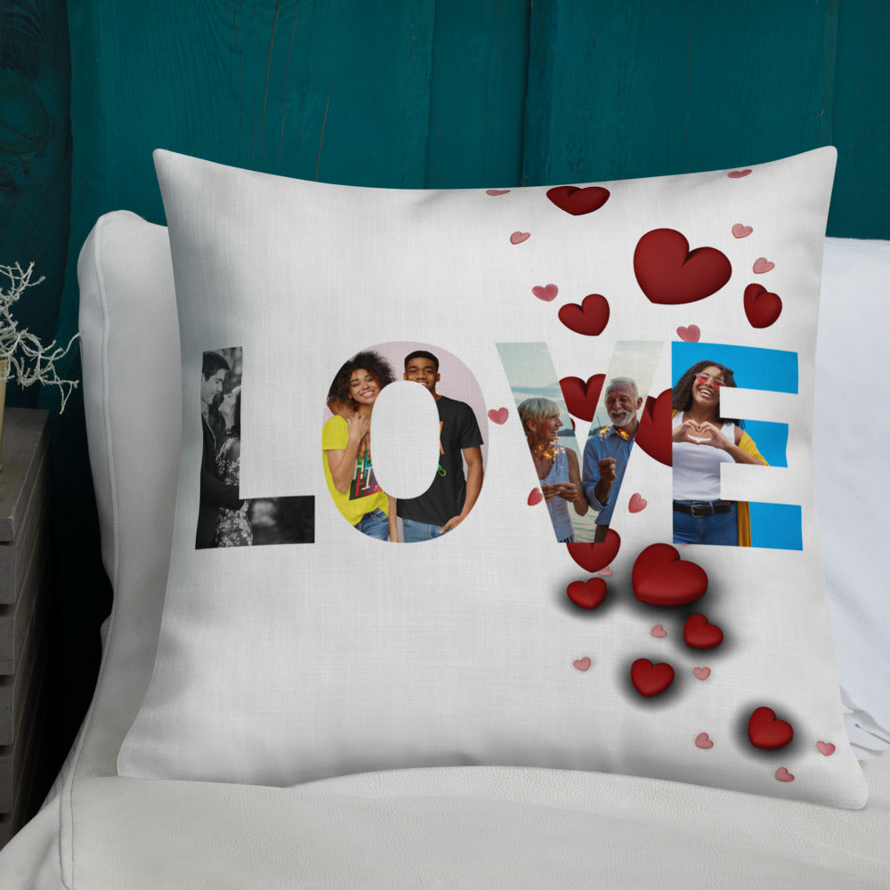 Love Personalised Premium Throw Pillow - hearts