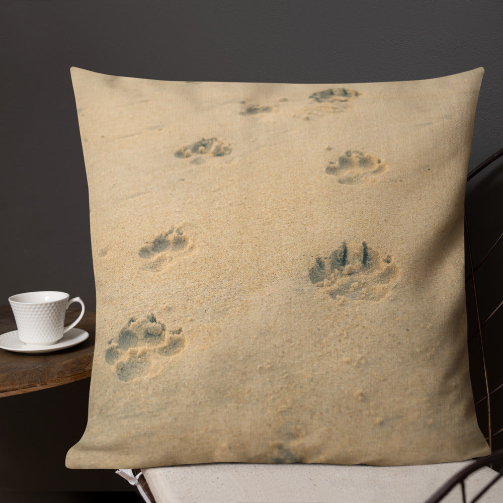 Pet Personalised Premium Throw Pillow - paw prints