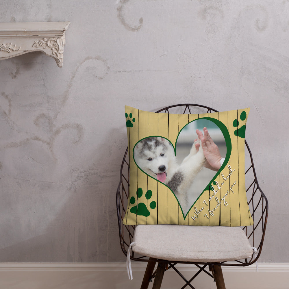 Pets Personalised Premium Throw Pillow - Wood print
