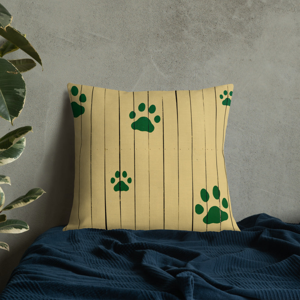 Pets Personalised Premium Throw Pillow - Wood print