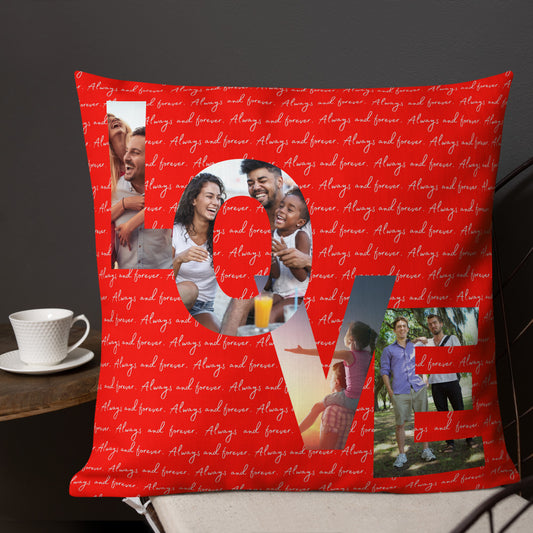 Always and Forever Personalised Premium Throw Pillow - red