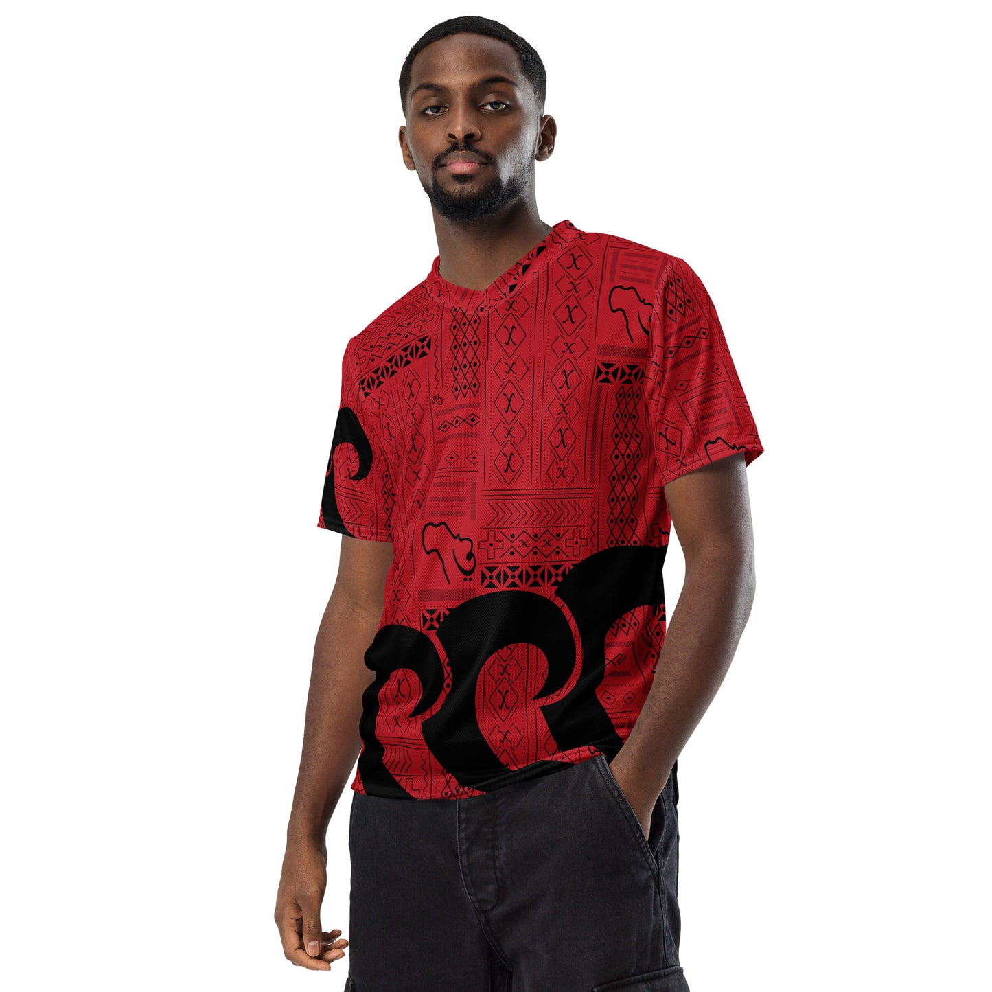 AfriBix Tribal print recycled unisex sports jersey