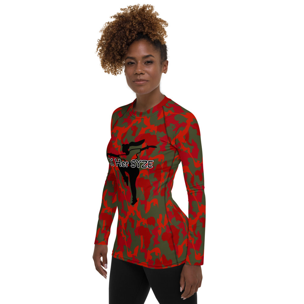Women's Rash Guard - AfriBix Olive Red Camo