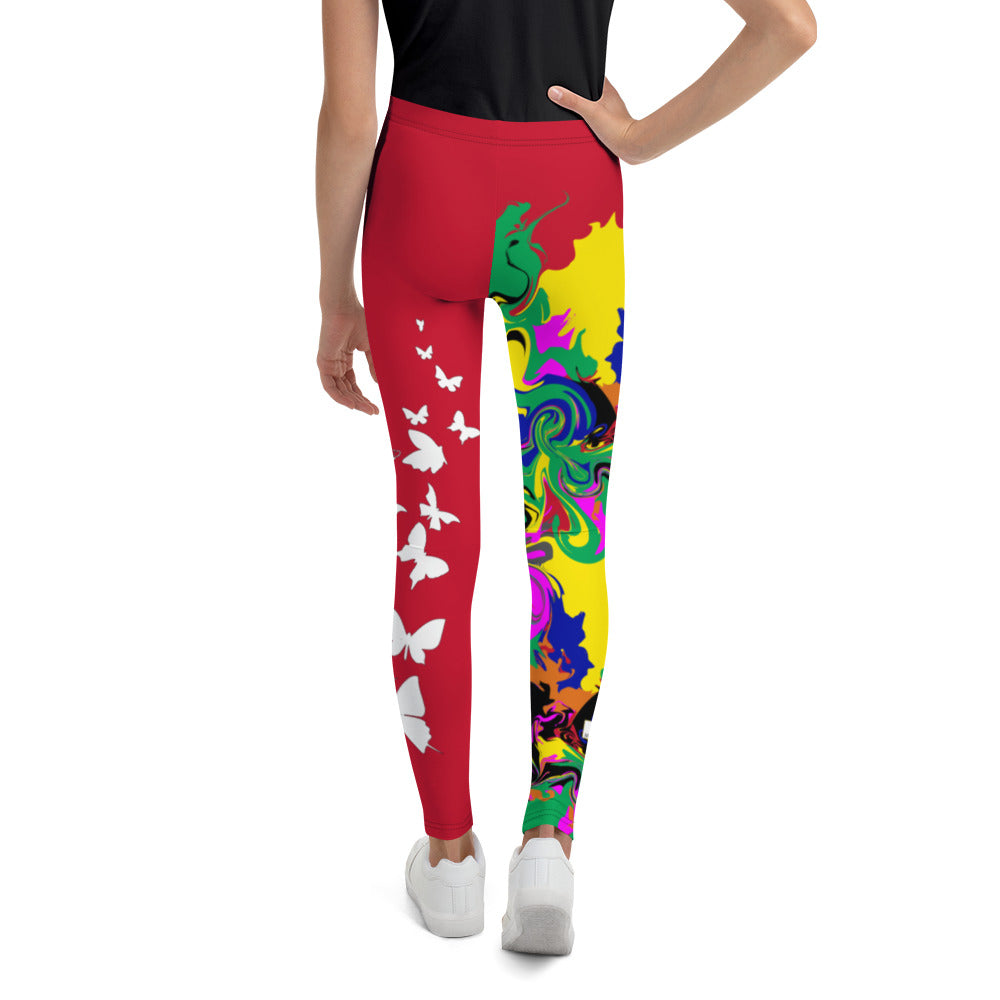 AfriBix Marble Camo Print Youth Leggings - Red