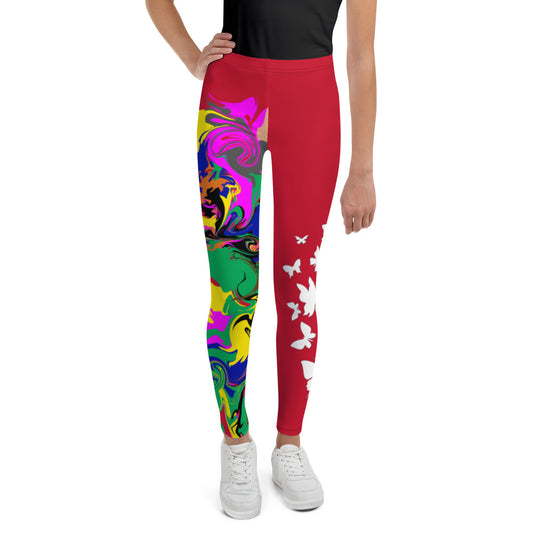 AfriBix Marble Camo Print Youth Leggings - Red